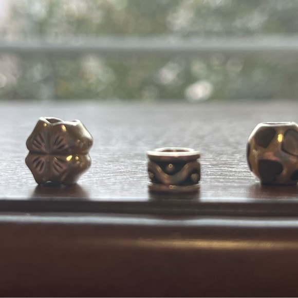 Pandora Jewelry - Pandora Silver Shamrock, Heart and Silver Charm Set